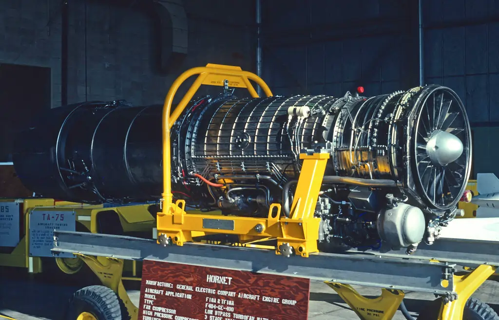 General Electric F404-GE-F2J3 turbofan engines with afterburn